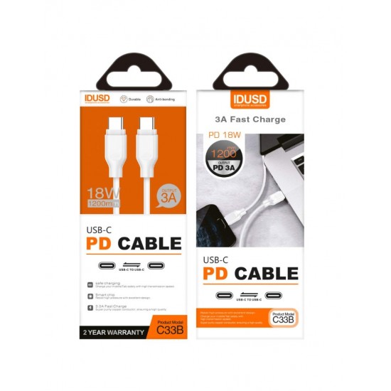 PD CABLE TIPO C A TIPO C 1.2M 3A BLANCO | C33B IDUSD 10458