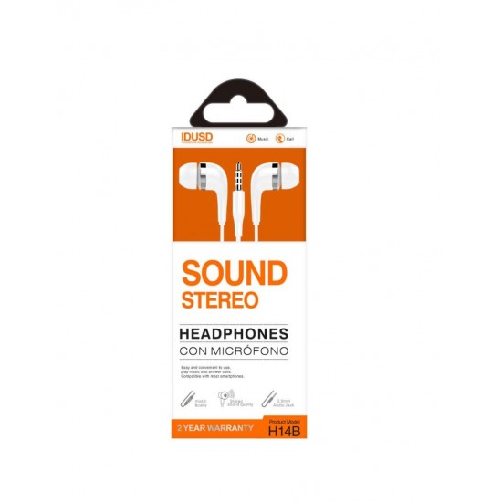 AURICULARES ESTÉREO CON MICRÓFONO BLANCO | H14B IDUSD 10472