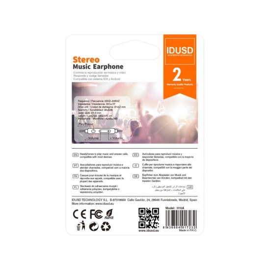 AURICULARES ESTÉREO iOS & ANDROID NEGRO | H10A IDUSD 09336