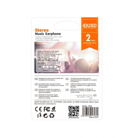 AURICULARES ESTÉREO iOS & ANDROID BLANCO | H10B IDUSD 09334