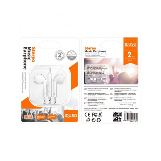 AURICULARES ESTÉREO iOS & ANDROID BLANCO | H10B IDUSD 09334