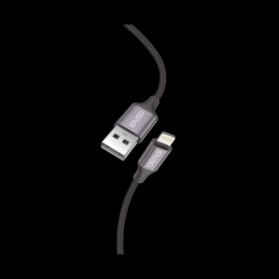 CABLE NYLON TRENZADO LIGHTNING 1.2M 3A COLOR NEGRO | C82A IDUSD 32069
