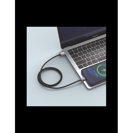 CABLE NYLON TRENZADO LIGHTNING 1.2M 3A COLOR NEGRO | C82A IDUSD 32069