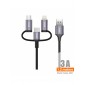 CABLE DE CARGA MULTIRAPIDA 3 EN 1 LIGHTNING + MICRO USB + USB TIPO C 1.2M 3.0A COLOR NEGRO | C01A IDUSD 34214