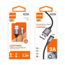 CABLE NYLON TRENZADO LIGHTNING 1.2M 3A COLOR NEGRO | C82A