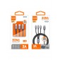 CABLE DE CARGA MULTIPLE EN 1 LIGHTNING + MICRO USB + USB TIPO C 1.2M 3.0A COLOR NEGRO | C02A IDUSD 34215