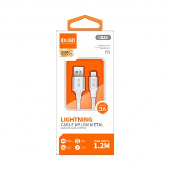 CABLE NYLON TRENZADO LIGHTNING 1.2M 3A COLOR BLANCO | C82B