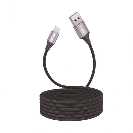 CABLE NYLON TRENZADO LIGHTNING 2M 2.4A COLOR NEGRO | C92A IDUSD 32071