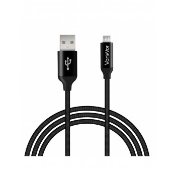 CABLE MICRO USB 1METRO 2.4A NYLON NEGRO L-11