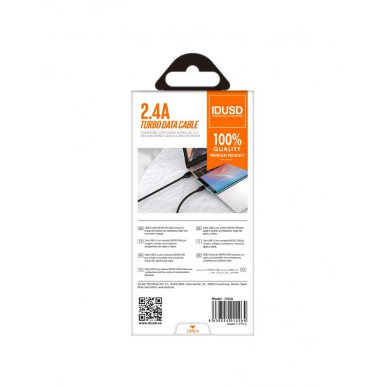 TURBO CABLE TIPO C 2.0M 2.4A NEGRO | C43A IDUSD 11794