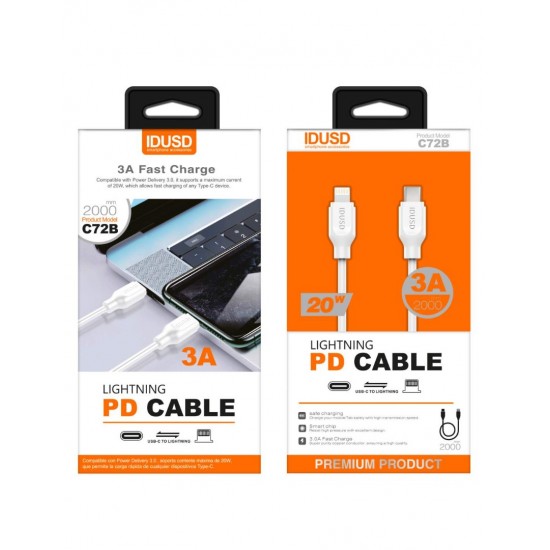 TURBO CABLE PD TIPO C A LIGHTNING 2.0M 3.0A BLANCO | C72B IDUSD 11790