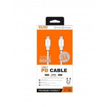 TURBO CABLE PD TIPO C A TIPO C 2.0M 3.0A BLANCO | C73B