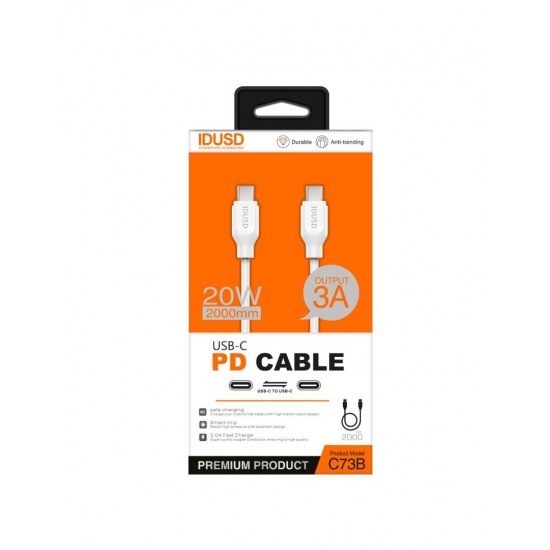 TURBO CABLE PD TIPO C A TIPO C 2.0M 3.0A BLANCO | C73B IDUSD 11780