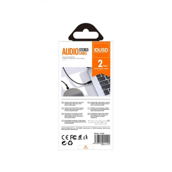 CABLE AUDIO JACK M/M 3.5mm | 1.5M IDUSD 04029