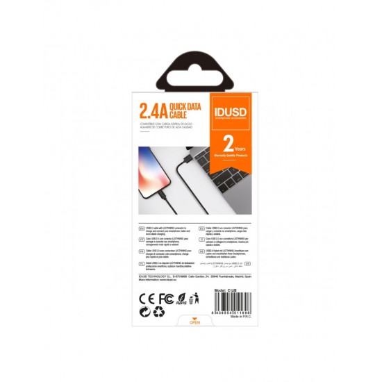CABLE LIGHTNING 1.2M 2.4A BLANCO | C12B IDUSD 09338