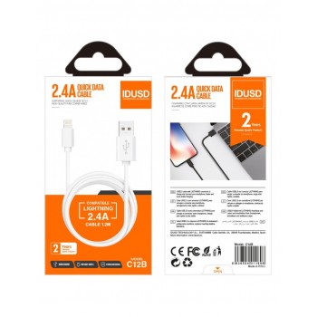 CABLE LIGHTNING 1.2M 2.4A BLANCO | C12B