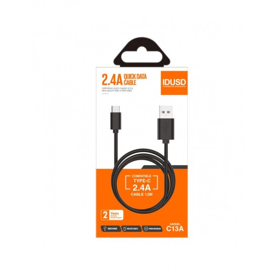 CABLE TIPO C 1.2M 2.4A NEGRO | C13A IDUSD 09350
