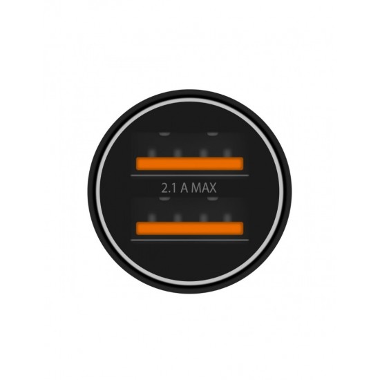 CARGADOR COCHE MICRO 2 PUERTOS USB 2.4A CON CABLE TURBO LIGHTNING 1.2M | NEGRO IDUSD 11156