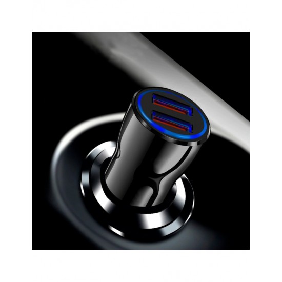 CARGADOR COCHE MICRO 2 PUERTOS USB 2.4A CON CABLE TURBO LIGHTNING 1.2M | NEGRO IDUSD 11156