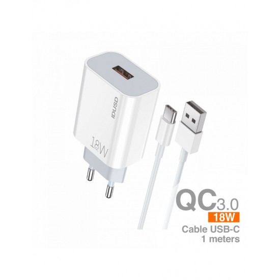CARGADOR ECO QC 18W + CABLE USB-C | D103B IDUSD 34209