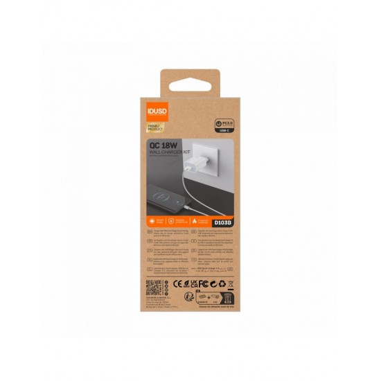 CARGADOR ECO QC 18W + CABLE USB-C | D103B IDUSD 34209