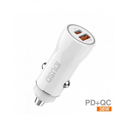 CARGADOR COCHE CARGA RAPIDA PD + QC 38W 3A BLANCO | F50B IDUSD 34210