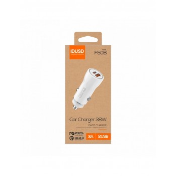 CARGADOR COCHE CARGA RAPIDA PD + QC 38W 3A BLANCO | F50B