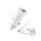 CARGADOR COCHE CARGA RAPIDA PD + QC 38W 3A + CABLE PD USB-C A LIGHTNING BLANCO | F55B IDUSD 34211