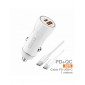 CARGADOR COCHE CARGA RAPIDA PD + QC 38W 3A + CABLE PD USB-C A USB-C BLANCO | F56B IDUSD 34212