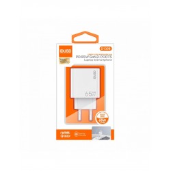 CARGADOR RÁPIDO GAN PD 65W DOS PUERTOS  | IDUSD D130B