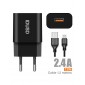 CARGADOR SMART CHARGER 1xUSB 2.4A 12W + CABLE MICRO USB NEGRO | D71A IDUSD 11772