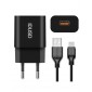 CARGADOR SMART CHARGER 1xUSB 2.4A 12W + CABLE MICRO USB NEGRO | D71A IDUSD 11772