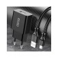 CARGADOR SMART CHARGER 1xUSB 2.4A 12W + CABLE TIPO C NEGRO | D73A IDUSD 11774