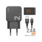 CARGADOR SMART CHARGER 2xUSB 2.4A 12W + TURBO CABLE MICRO USB 2M NEGRO | D81A IDUSD 11776