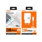 CARGADOR SMART CHARGER 2xUSB 2.4A 12W + TURBO CABLE TIPO C 2M BLANCO IDSD D83B IDUSD 11770