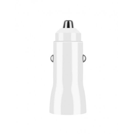 CARGADOR COCHE MICRO 2 PUERTOS USB 2.4A CON CABLE TIPO C 1.2M BLANCO | F23B