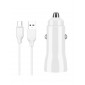 CARGADOR COCHE MICRO 2 PUERTOS USB 2.4A CON CABLE TIPO C 1.2M BLANCO | F23B