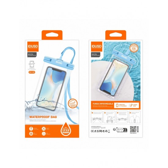 FUNDA DE PLAYA TRANSPARENTE COLOR AZUL | IDUSD S11D