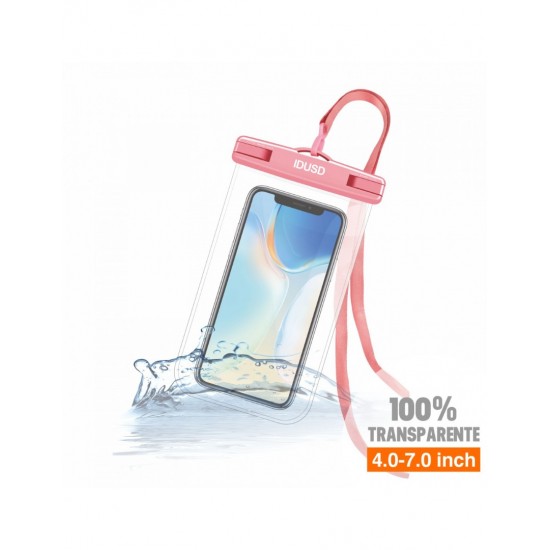 FUNDA DE PLAYA TRANSPARENTE COLOR ROSA | IDUSD S11F
