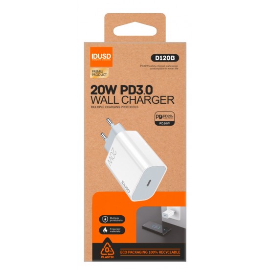 ECO CARGADOR RÁPIDO PD USB-C 20W IDUSD D120B IDUSD 34131