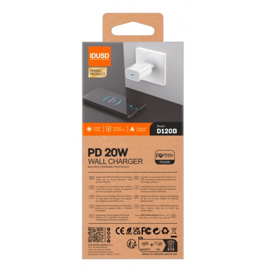 ECO CARGADOR RÁPIDO PD USB-C 20W IDUSD D120B IDUSD 34131