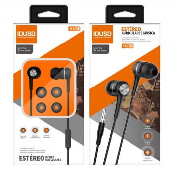 AURICULARES ESTÉREO CON MICRÓFONO NEGRO | H17A