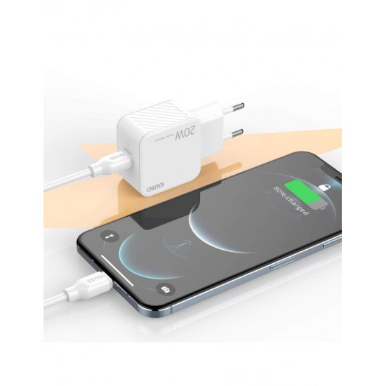 CARGADOR CARGA RAPIDA PD3.0 20W 3A USB-C + CABLE LIGHNTING 1.2M IDUSD D62B IDUSD 13264