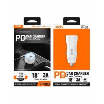 CARGADOR COCHE CARGA RAPIDA PD3.0 18W 3A USB-C | BLANCO