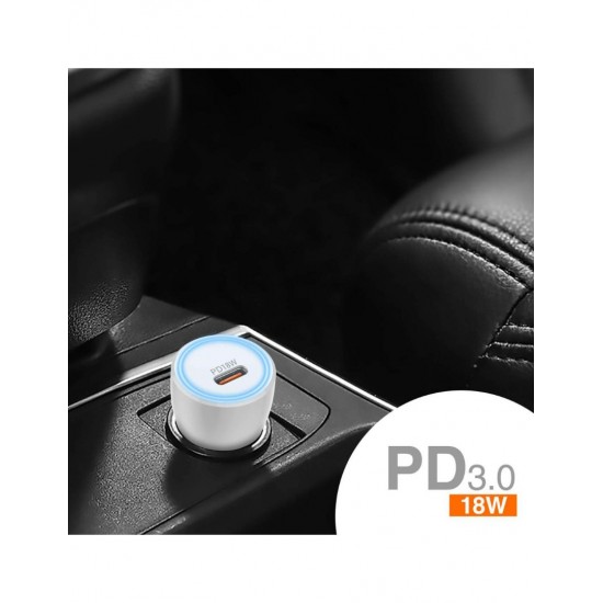 CARGADOR COCHE CARGA RAPIDA PD3.0 18W 3A USB-C | BLANCO IDUSD 13262