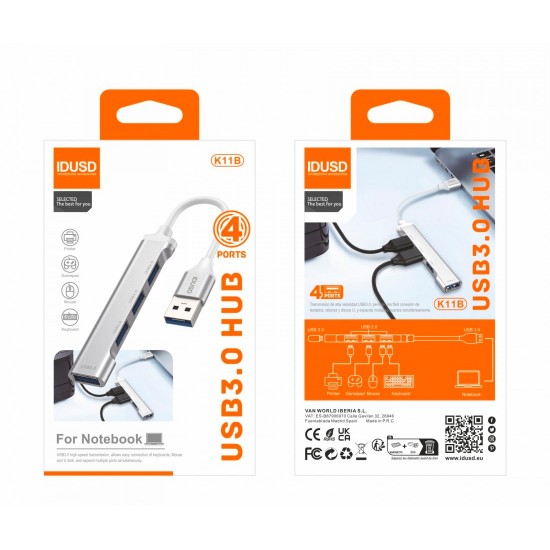 MINI HUB USB 3.0 4 EN 1 | IDUSD K11B