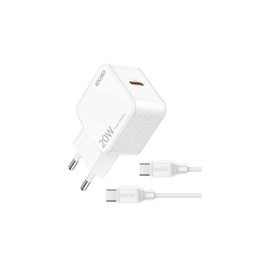 CARGADOR RÁPIDO PD 3.0 CHARGER 20W + CABLE USB-C IDUSD D63B IDUSD 13717