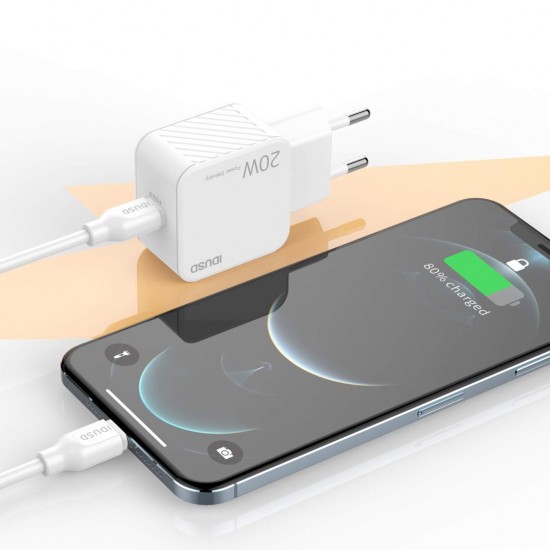 CARGADOR RÁPIDO PD 3.0 CHARGER 20W + CABLE USB-C IDUSD D63B IDUSD 13717