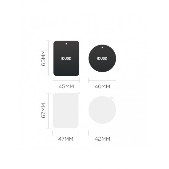 JUEGO DE 2 PLACAS DE METAL PARA ADAPTAR A SMARTPHONE A SOPORTE DE COCHE CON IMÁN | IDUSD G16A