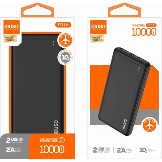 BATERIA EXTERNA POWERBANK 10000MAH IDUSD P01A IDUSD 13721